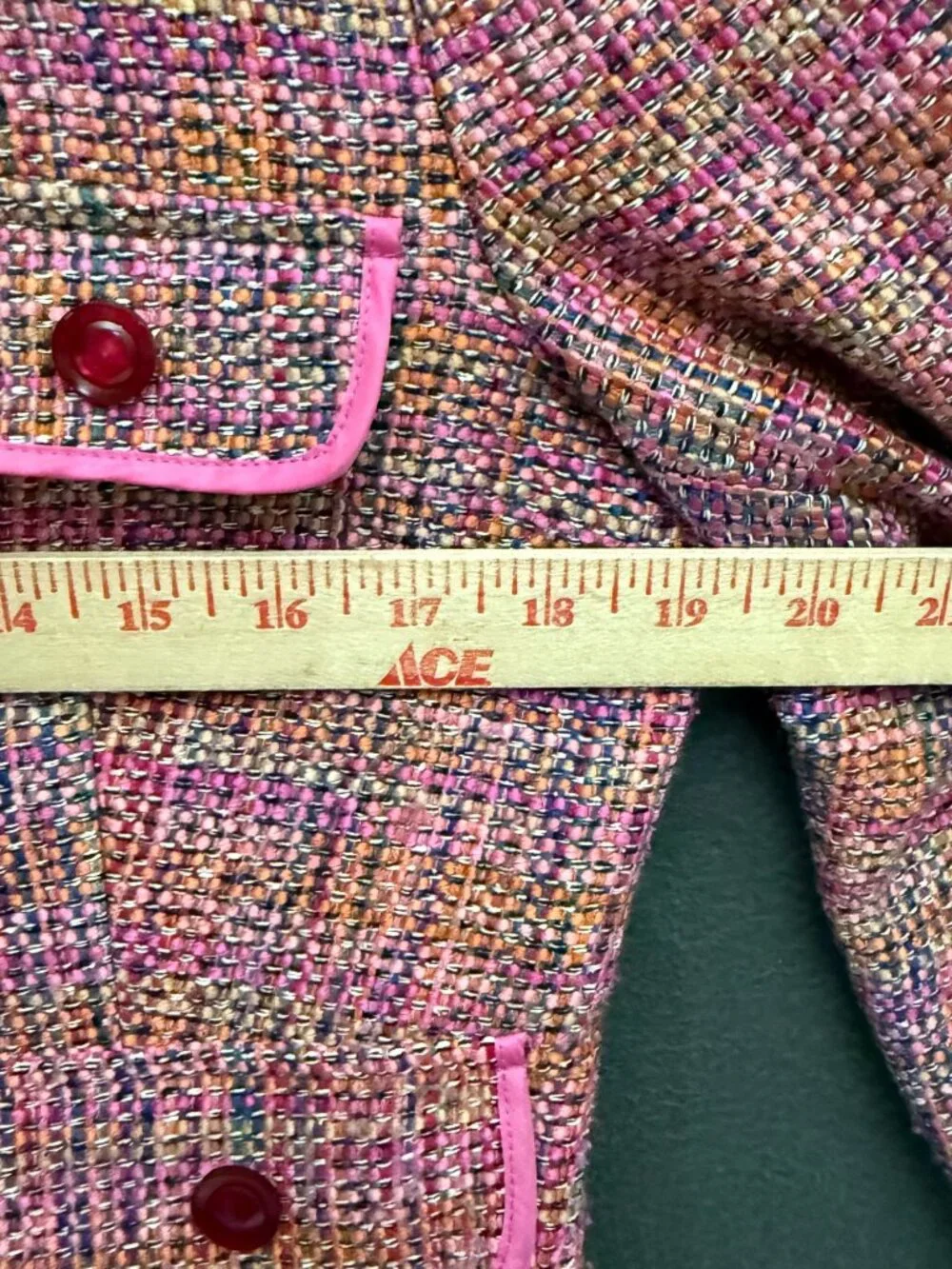 I C E Jacket Fringed Trim Ruffle Collar Tweed Women 12 Lined Pink Purple - Picture 8 of 14